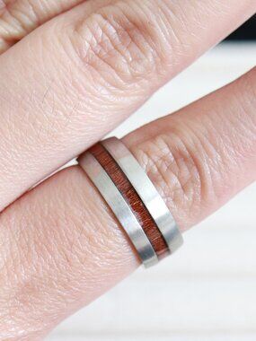 BB10 8MM 2Tone Brown/Silver Men/Women Fashion Wedding Band Ring Stainless Steel